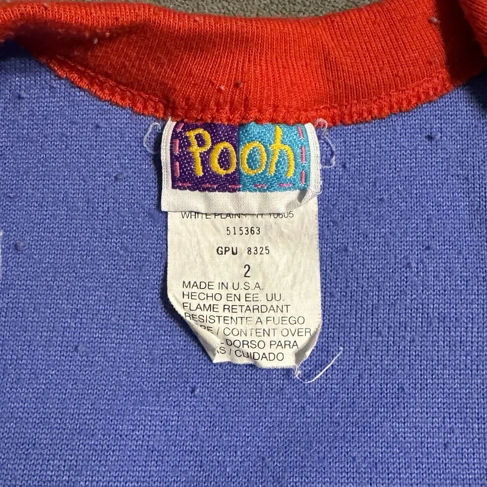 Vintage Winnie the Pooh Toddler Sz 2 Fleece One Piece Pajamas Read‎ Desc.